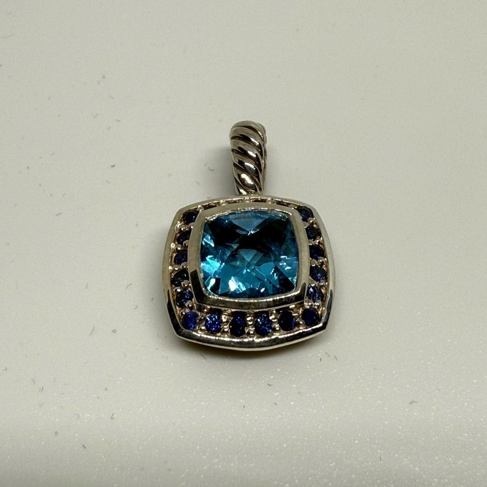 David Yurman Blue Topaz pendent with Blue Sapphires - Picture 2 of 7